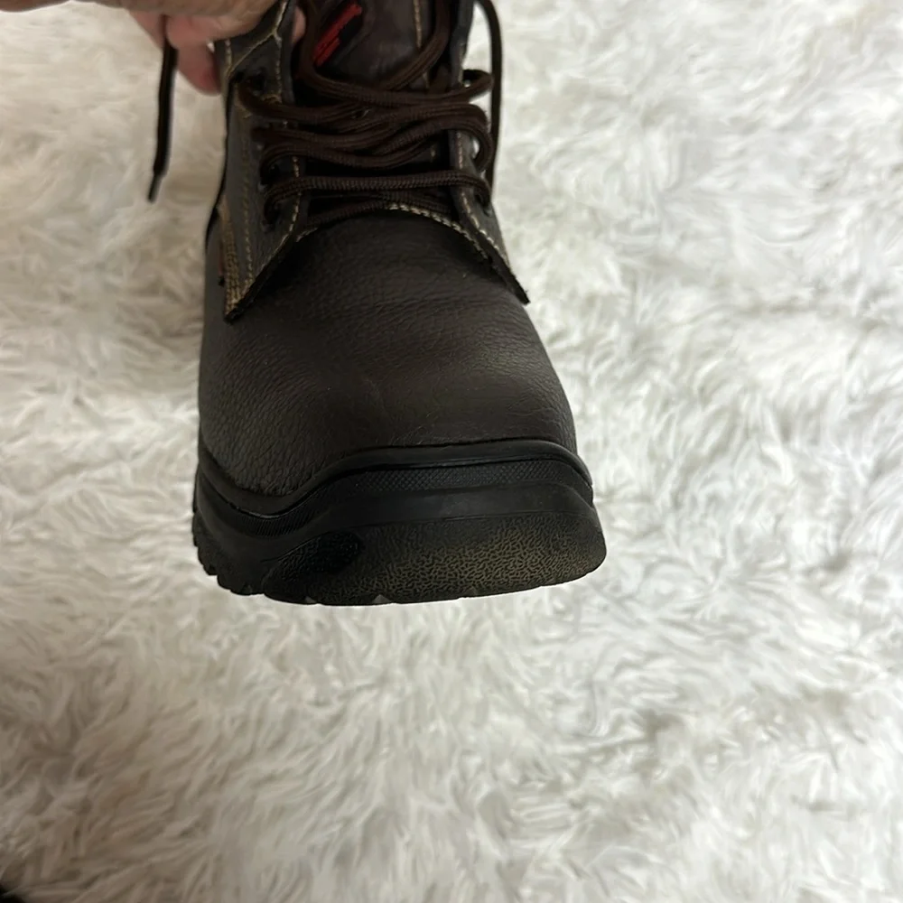 Skechers Men's Burgin Tarlac Steel Toe Work Boot Style 77143 BRN Excellent Cond